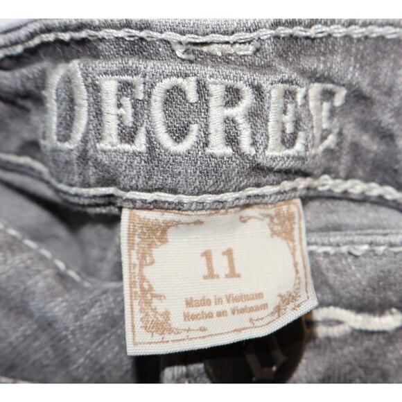 Decree Grey Super Skinny Distressed Jeans Size 11 - Picture 3 of 4